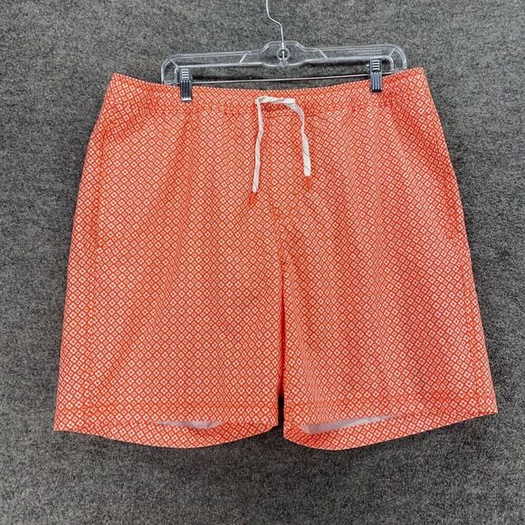 New Elysian Swim Shorts Men L Large Red Floral Mid Rise Drawstring Lined Swim - Picture 1 of 11